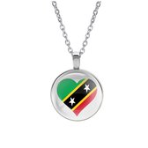 Ketting Glas - Hart Vlag Saint Kitts