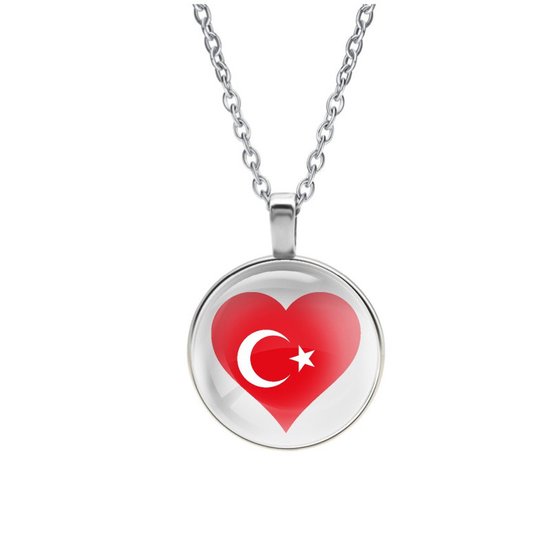 Ketting Glas - Hart Vlag Turkije