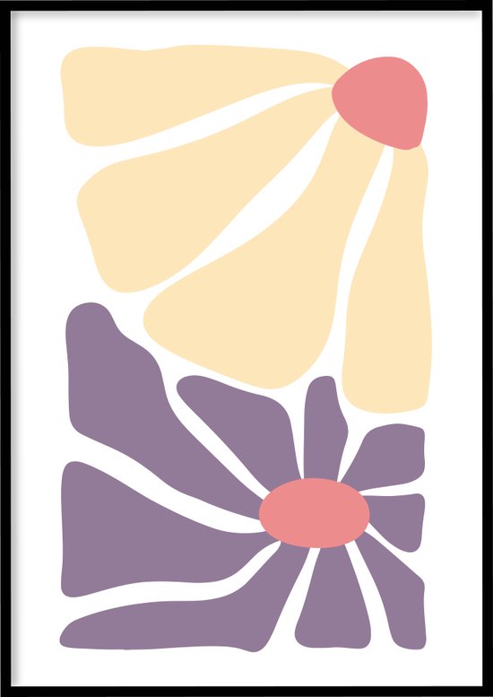 Poster Abstract colourful flowers - Abstracte poster - 30x40 cm - Exclusief lijst - WALLLL