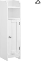 MIRA Home - Toiletkast - Badkamerkast - Toiletmeubel - Wit - Spaanplaat - 20x18x80