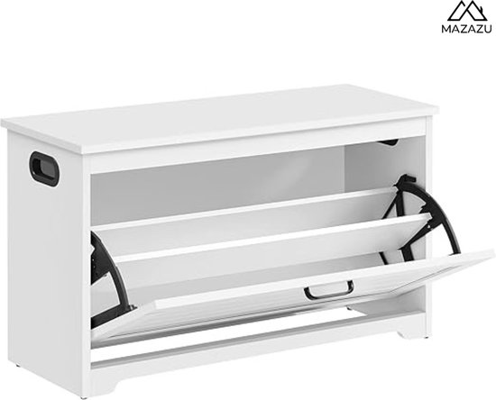 MIRA Home - Schoenenbank - Schoenenrek - Opbergkast - Vakkenkast - Wit - 30x80x46