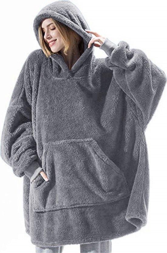 LIXIN Hoodie Deken - Premium Grijs - Oversized - Unisex Vrouwen en Mannen - TV Deken - Hoodie Blanket - Fleece Deken Met Mouwen - Super Zacht - Home accessories