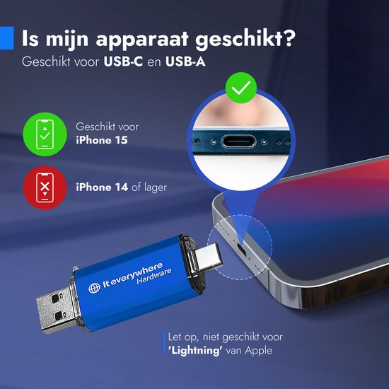 IT-Everywhere USB-Stick – Smartphone USB-C naar A – 32GB – Zwart