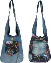 Sac Hobo durable pour femmes, sac à bandoulière en Jeans et Katoen recyclés, sac à bandoulière Boho , sac à bandoulière femme/ Filles idée cadeau, bleu, Boho