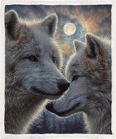 Wolven knuffeldeken, flanellen deken, wolven, fleecedeken, wollig, zacht en warm, 3D wolvenprint, deken, bankdeken voor tieners en volwassenen. (W1, 150 x 200 cm