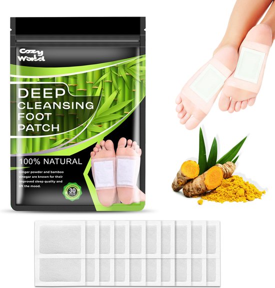 Cozy World - Detox Voetpads - 30 pads - 2 weken kuur - Voordeelverpakking - Detoxkuur - Voetverzorging - Detox - Afvallen - Afslankpleisters - Energie - Pleisters - Gezondheid - Stress verlagend - Slaap bevorderend