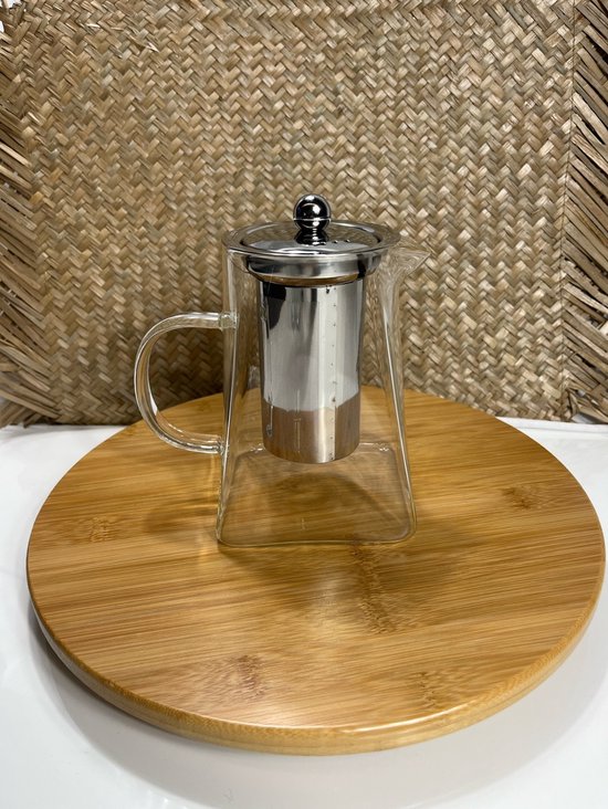 Theepot van glas, hittebestendig, glazen kan met deksel, 1700 ml, theepot met zeef, theepot met roestvrijstalen filter, zeef, theepot met zeef, glazen theepot (1700 ml