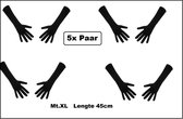 5x Paire de gants longs noirs taille XL - Sinterklaas party Pieten gant gala d'hiver