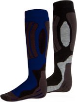 Rucanor Svindal Skisokken - 2-pack - Voor Mannen en Vrouwen - Zwart/Blauw - Maat 35-38