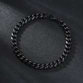 Cuban Link Heren Armband - Dikke Schakel - 7mm - Zwart - Schakelarmband - Armbanden - Cadeau voor Man - Mannen Cadeautjes