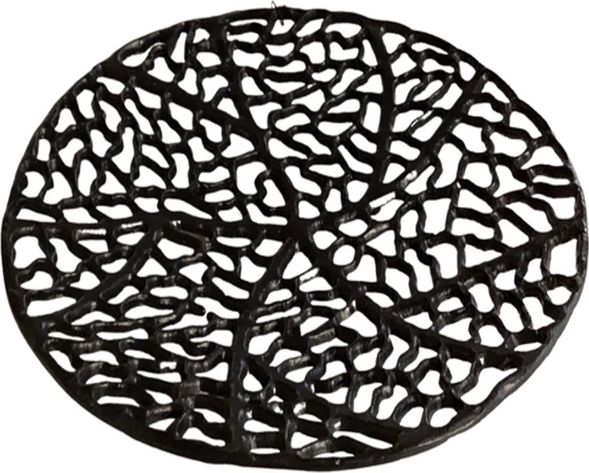 Platte ronde schaal aluminium raw/mat black 45x4cm