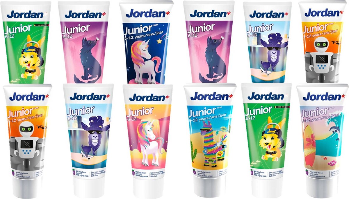 Jordan Tandpasta – Junior 6-12 jaar - Voordeelverpakking 12 x 50 ml