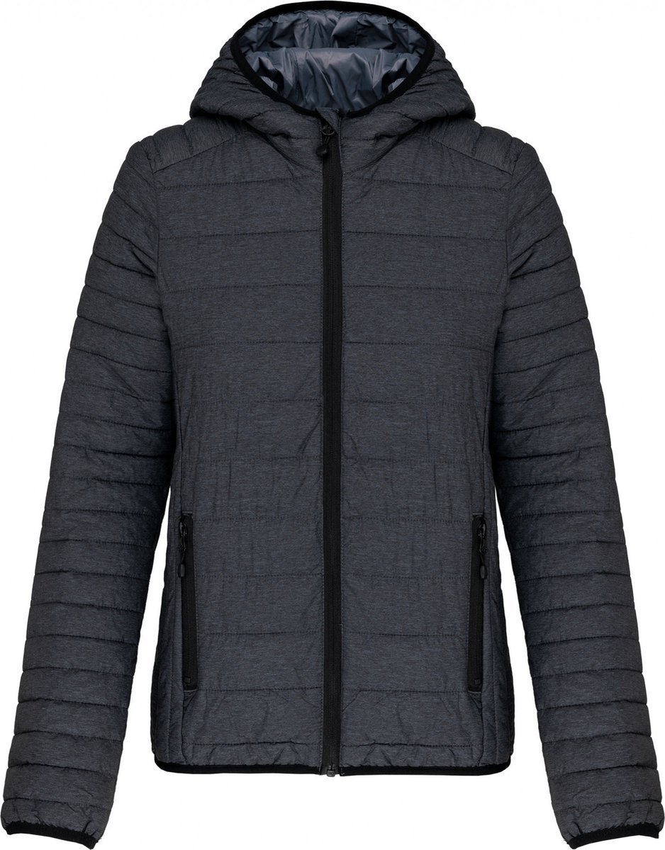 Kariban Ladies’ lightweight hooded padded jacket K6111 Marl Dark Grijs