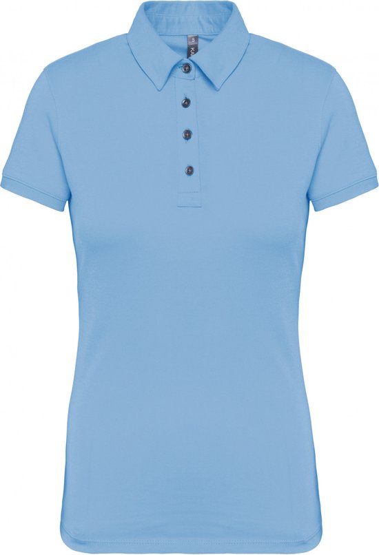 Polo Dames S Kariban Kraag met knopen Korte mouw Sky Blue 100% Katoen