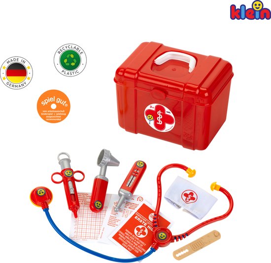 Klein Toys dokterskoffer - incl. speelgoedinstrumenten - 21x14,5x18 cm - rood - Klein