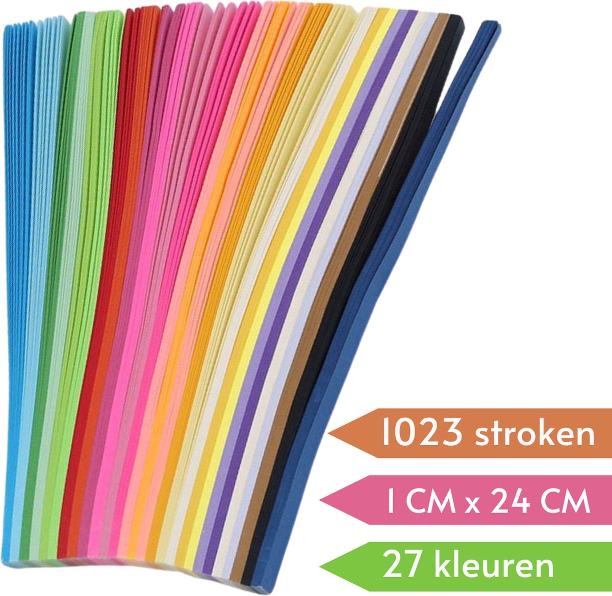 Papierstroken in 27 kleuren - 1030 stuks - 1CM x 24CM - Vlechtstroken - Origami Papier voor sterren - Lucky Stars vouwen — afbeelding 4