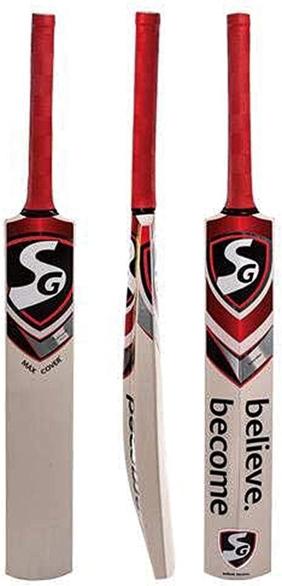 SG Max Cover Cricket Bat (Beige, Maat: 4) | Materiaal: Kasjmierwilg | Dikke en Stevige Randen | Gebogen Lemmet | Hoogwaardige Grip | Bat voor Jongens | Lichtgewicht | Leeftijdsgroep: 7-8 jaar