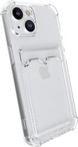 Apple iPhone 13 siliconen antischok back cover doorzichtig (transparant) met kaarthouder/ telefoonhoesje met vakje voor pasje.