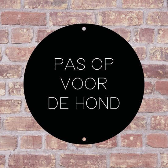 Label2X - Bordje Pas op voor de hond 20 x 20 cm - Wit met zwarte tekst
