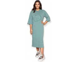 Ibramani Oversized Cat T-Shirt Green Tea - Loungewear Dress - Dames T-shirt Jurk - Zomer T-Shirt - Oversized T-Shirt - Premium Katoen - Dames Kleding