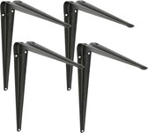 AMIG Plankdrager/planksteun van metaal - 4x - gelakt zwart - H400 x B350 mm