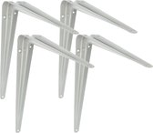 AMIG Plankdrager/planksteun van metaal - 4x - gelakt zilver - H350 x B300 mm