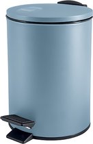 Spirella Poubelle à pédale Cannes - bleu - 5 litres - métal - L20 x H27 cm - fermeture soft- WC/salle de bain