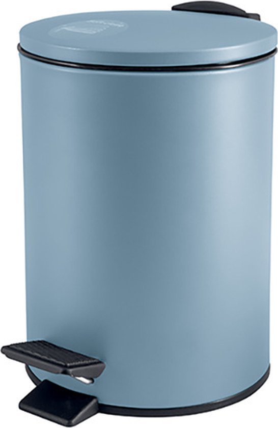 Spirella Pedaalemmer Cannes - blauw - 5 liter - metaal - L20 x H27 cm - soft-close - toilet/badkamer