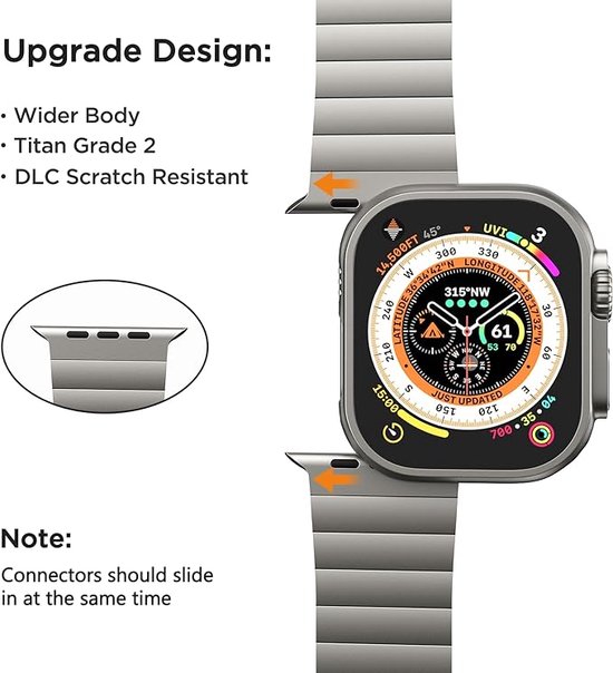 LULULOOK Smartwatch Bandje - Apple Watch Ultra - Graad 2 Titanium - DLC Coating - LULULOOK