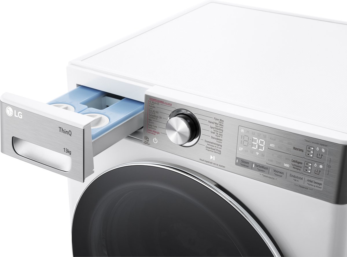 LG F4WR9513S2W wasmachine 13 kg met AI DD voor slimme stofverzorging - TurboWash 39 voor sneller wassen - EzDispense automatische dosering - hygiënisch wassen met stoom en ThinQ slimme bediening. Energieklasse A-10% — afbeelding 6