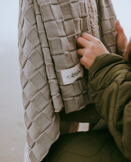 Couverture pour bébé Bold Bamboo Kaya - 100% fine laine mérinos italienne - Tricot - 80x100cm - Sage - Couverture d'hiver Heavy