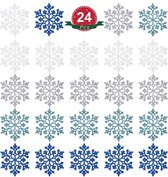 24 stuks sneeuwvlokken kerstdecoratie in 4 kleuren voor kerstboom glitter kerstboomversiering