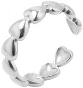 Hartjes ring - Verstelbaar - Verkleurd niet - Zilverkleurig - Damesdingetjes