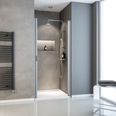 porte de douche - porte tournante - niche - 90x180cm - aluminium - verre de sécurité transparent