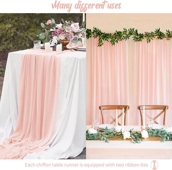 Chemin de table mariage satin rose pèche