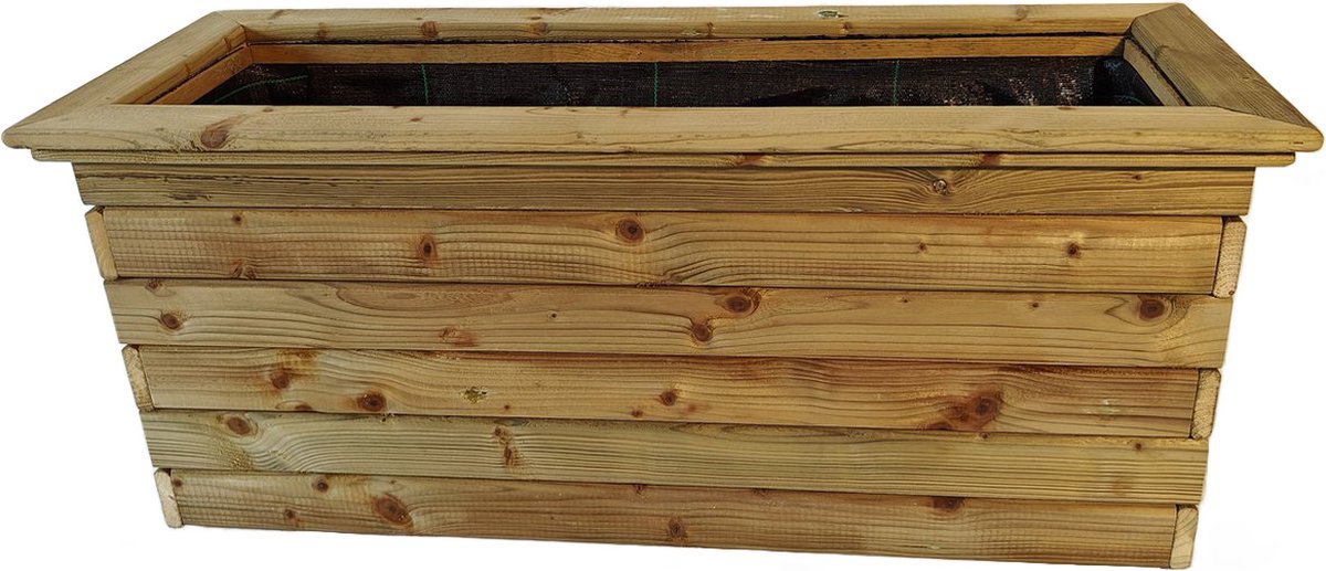 Plantenbak bloembak balkonbak grenen hout geïmpregneerd 98x33x43cm - rustiek2 - handgemaakt - duurzaam - zwaar