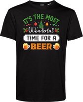 T-shirt Time For A Beer | Foute Kersttrui Dames Heren | Kerstcadeau | Kerstpakket | Zwart | maat XS