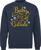 Kersttrui Baby Its Cold Outside | Foute Kersttrui Dames Heren | Kerstcadeau | Kerstpakket | Navy | maat XL