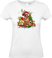 Dames t-shirt Kerst Teckel | Foute Kersttrui Dames Heren | Kerstcadeau | Kerstpakket | Wit (Dames) | maat XXL