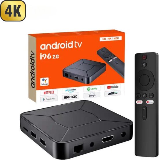 Android TV Box 4K Chromecast Streaming Box met WiFi Bluetooth Incl. Google assistant