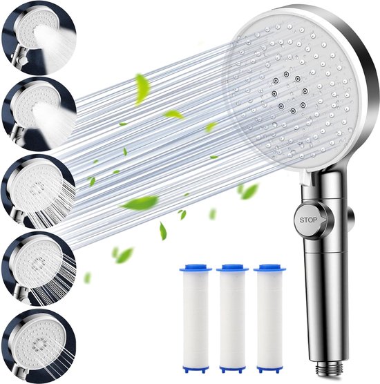 Douchekop, Waterbesparende douchekop met 5 straalsoorten, Douchekop met