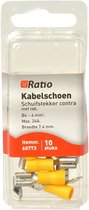 Ratio® Kabelschoen Schuifstekker contra met tab 4-6mm² - Geel - 10st in blister