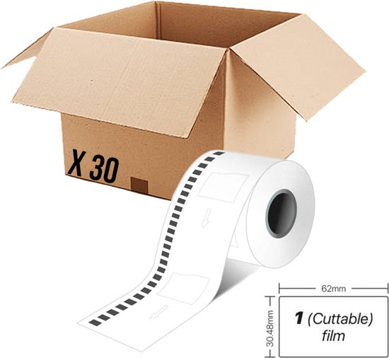 3 Rollen DK 22205 Endlosetiketten, kompatibel mit Brother DK 22205, 62mm x 30,48m Selbstklebende Etiketten für Brother QL 500,QL 550,QL 570,QL 700,QL  800,QL 1100, Schwarz auf Weiß