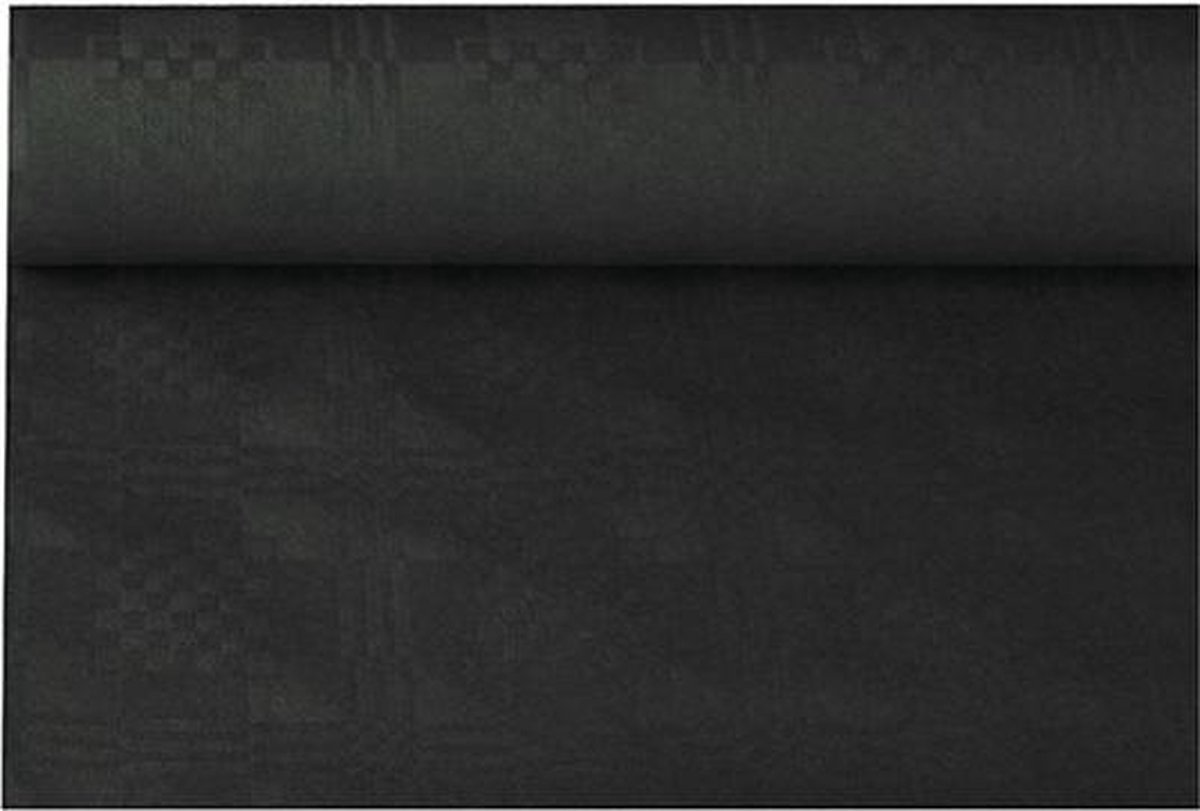 Zwart papieren tafellaken/tafelkleed 800 x 118 cm op rol - Zwarte thema tafeldecoratie versieringen