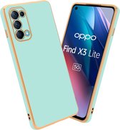 Cadorabo Hoesje geschikt voor Oppo FIND X3 LITE in Glossy Mintgroen - Goud - Beschermhoes Case Cover van flexibel TPU-silicone en met camerabescherming