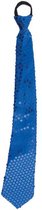 Toppers - Funny Fashion Carnaval verkleed stropdas met glitter pailletten - blauw - polyester - heren/dames