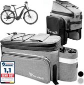 Fietstas voor bagagedrager - bagagedragertas fiets - uitbreidbaar tot 20 l - waterafstotend - 20 l grijs