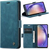 Étui de téléphone Samsung Galaxy A54 - Solidenz Urban Bookcase A54 - Étui de téléphone A54 - Étui A54 avec porte-cartes - Étui en cuir PU - Chargement sans fil - Bleu