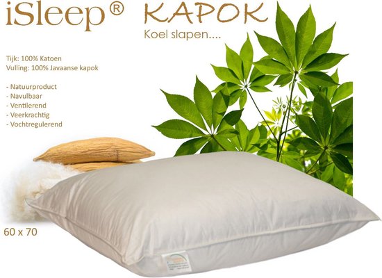 iSleep Kapok Hoofdkussen - 100% Kapok - 60x70 cm