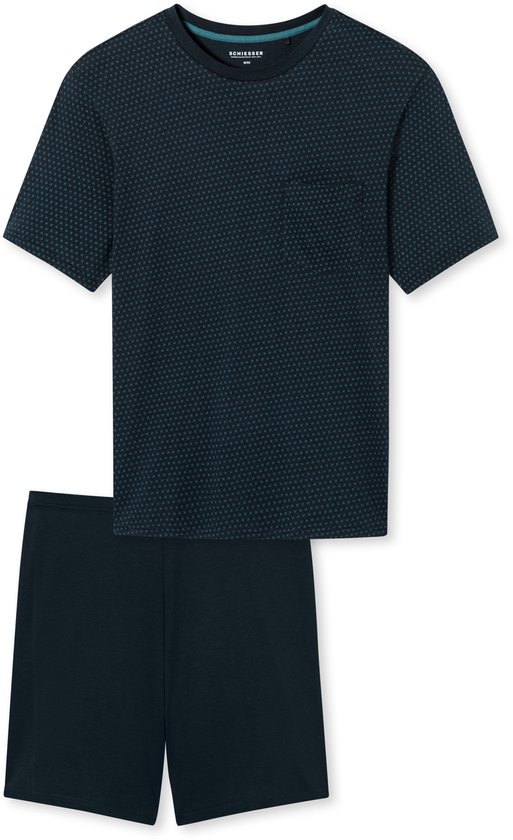 Schiesser Schlafanzug kurz Heren Pyjamaset - nachtblauw - Maat XL